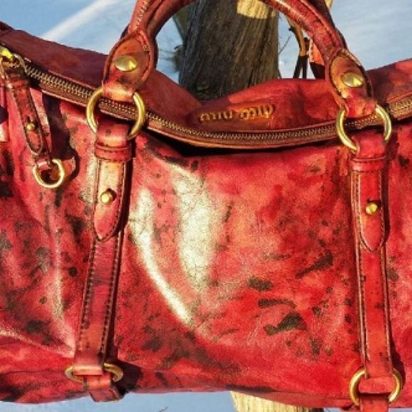 SOLD-  Miu Miu Prada Leather Hand Bag city - Picture 1 of 5